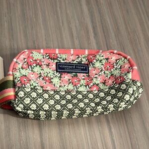 Vineyard Vines Pink and Green Cosmetic Bag
